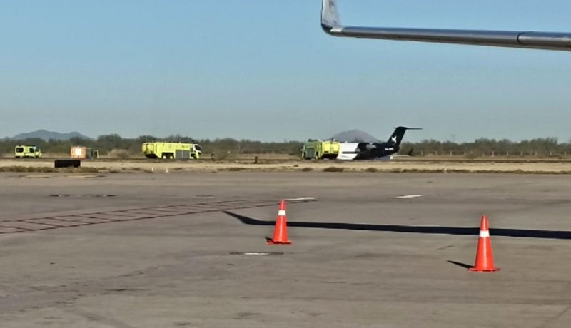 Avión de
carga se sale de la pista en Aeropuerto de Hermosillo