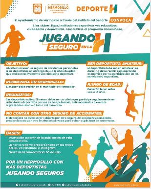 Continúa abierta la convocatoria de Jugando Seguro en La
H para deportistas en Hermosillo